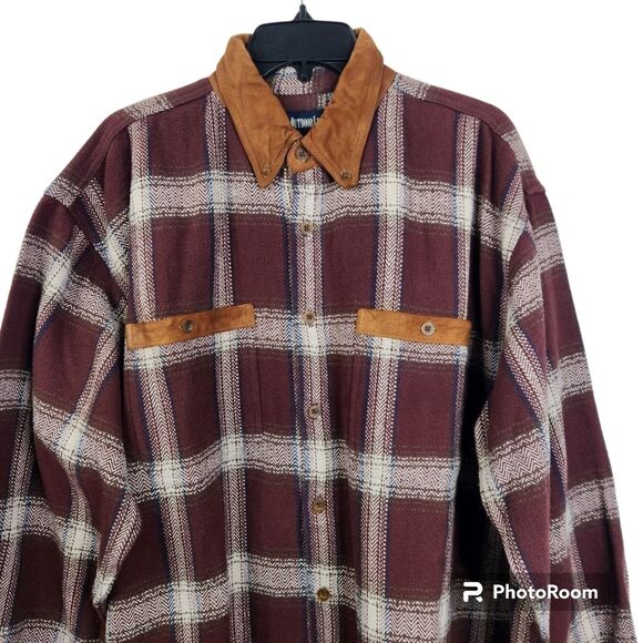 Outdoor Life Mens Plaid Pattern Faux Suede Full Button Flannel Shacket Size XL - Picture 3 of 7